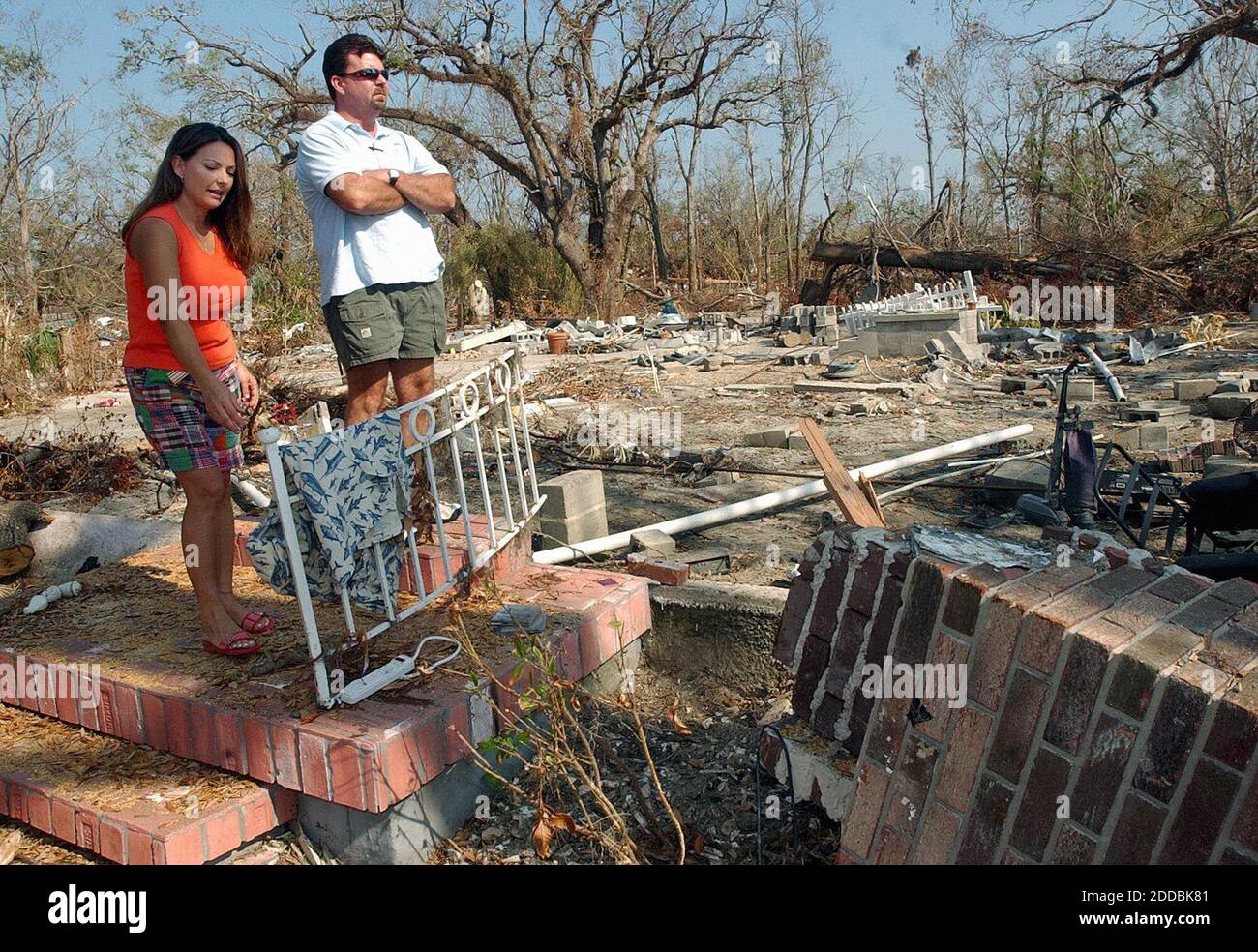 NO FILM, NO VIDEO, NO TV, NO DOCUMENTARY - Jeff and Angie Giddens' Bay St. Louis, Mississippi, home offers little but memories. All that remains after Hurricane Katrina are the front and back steps leading to their home. Photo by Tim Isbell/Biloxi Sun Herald/KRT/ABACAPRESS.COM Stock Photo