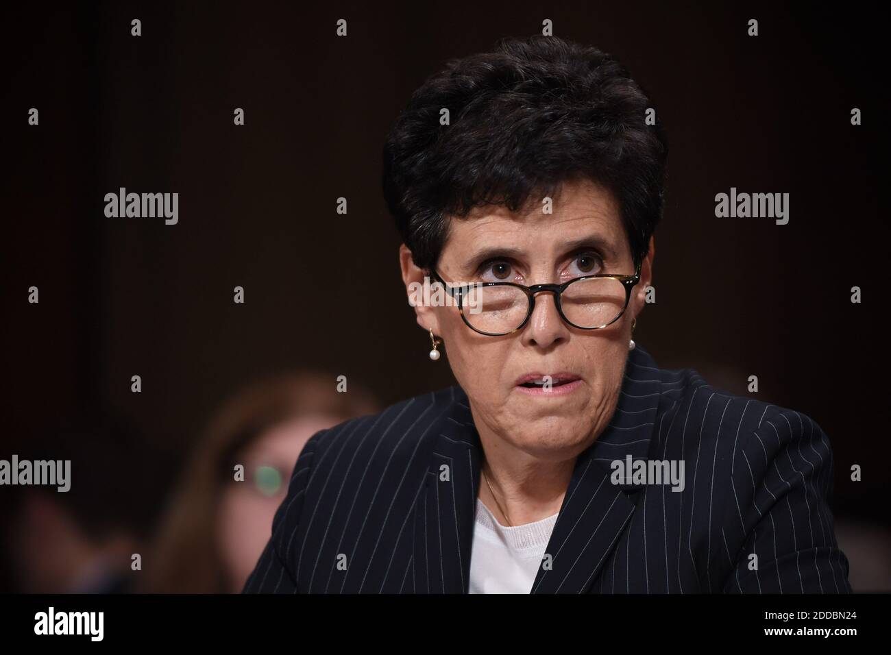 Christine Blasey Ford's attorney, Debra S Katz, is seen during his US Senate Judiciary Committee confirmation hearing on Capitol Hill in Washington, DC, September 27, 2018. Photo by Saul Loeb/Pool/ABACAPRESS.COM Stock Photo
