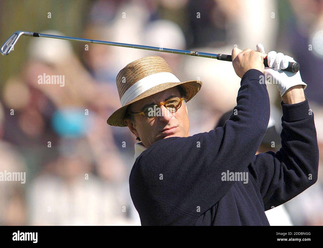 NO FILM, NO VIDEO, NO TV, NO DOCUMENTARY - Actor Andy Garcia tees off the 17th hole during the 3M Celebrity Challenge at the AT&T Pebble Beach National Pro-Am golf tournament at Pebble Beach, California, Wednesday, February 8, 2006. Photo by Jose Carlos Fajardo/Contra Costa Times/KRT/ABACAPRESS.COM Stock Photo