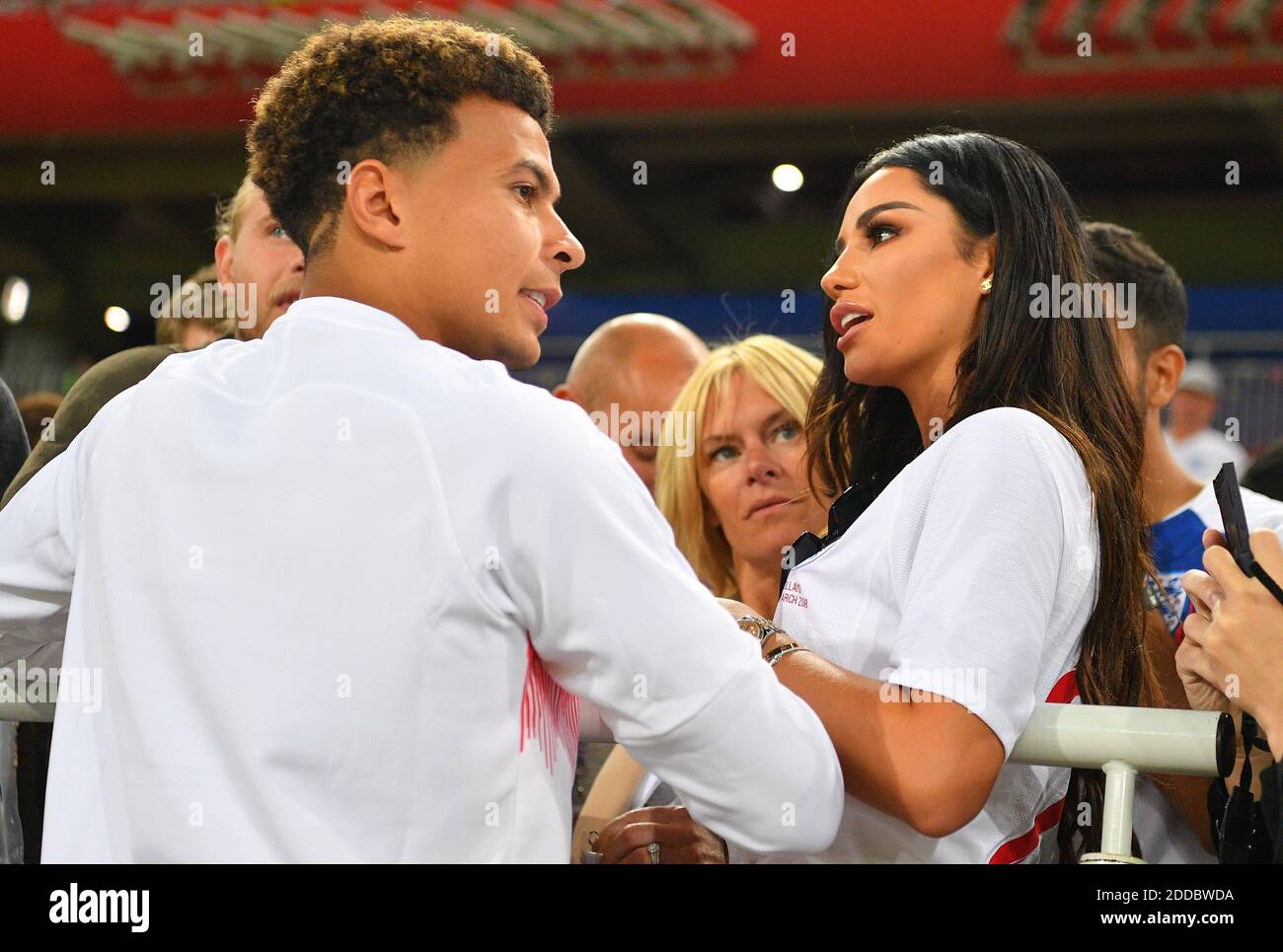 Dele Alli and Ruby Mae attending the 1/8 Final Game between Colombia ...