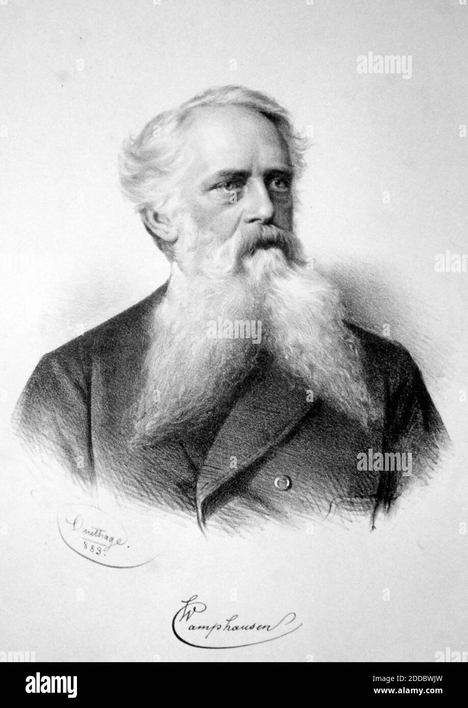 WILHELM CAMPHAUSEN (1818-1885) German painter in 1880. Stock Photo
