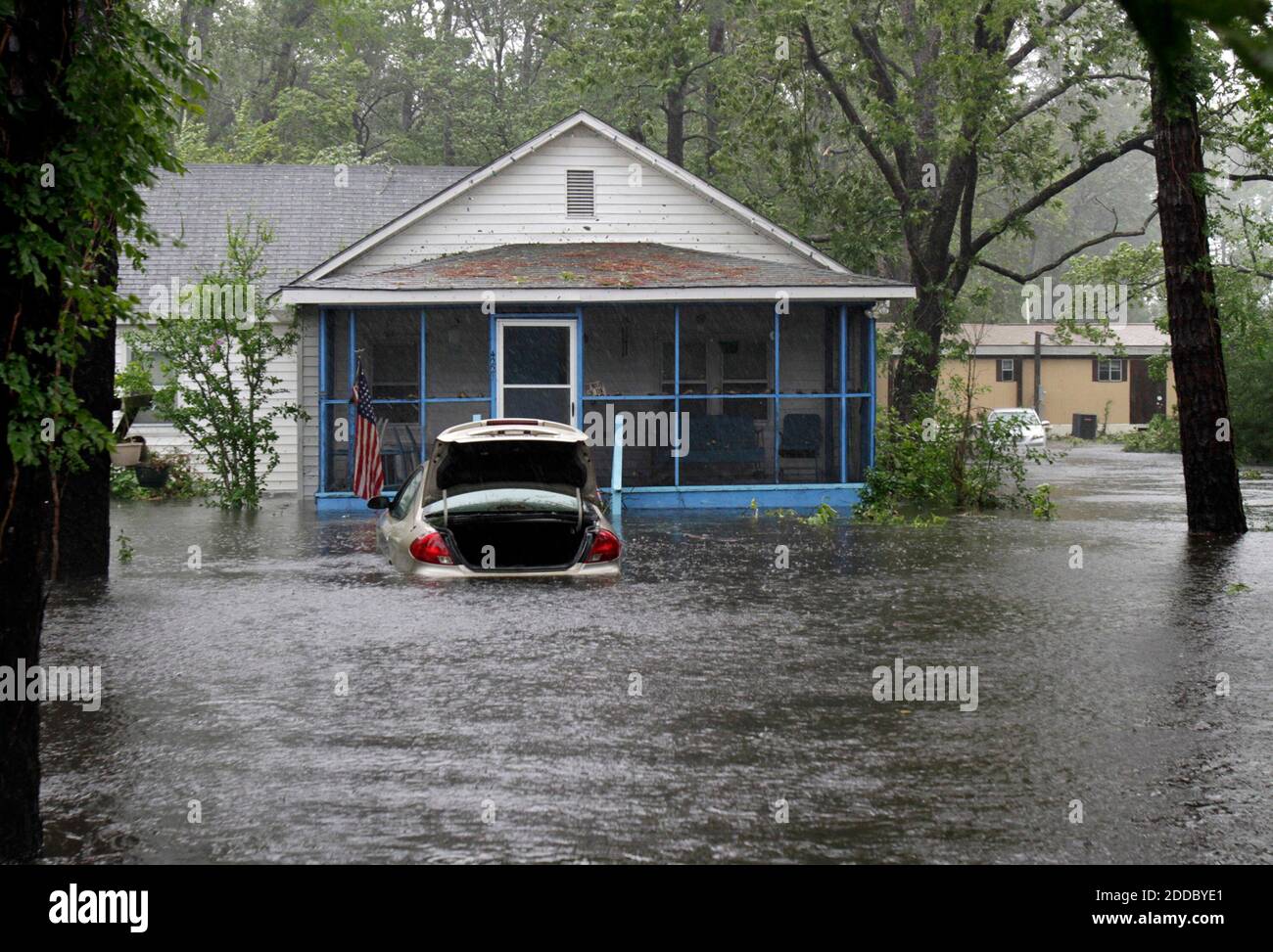 NO FILM, NO VIDEO, NO TV, NO DOCUMENTARY - Flood waters caused by Hurricane Irene surround homes on Hwy 304 near Mesic North Carolina, Saturday, August 27, 2011. The Arr-Mac water rescue team from Wayne County rescued eight people from the home at back right. Photo by Chris Seward/Raleigh News & Observer/MCT/ABACAPRESS.COM Stock Photo