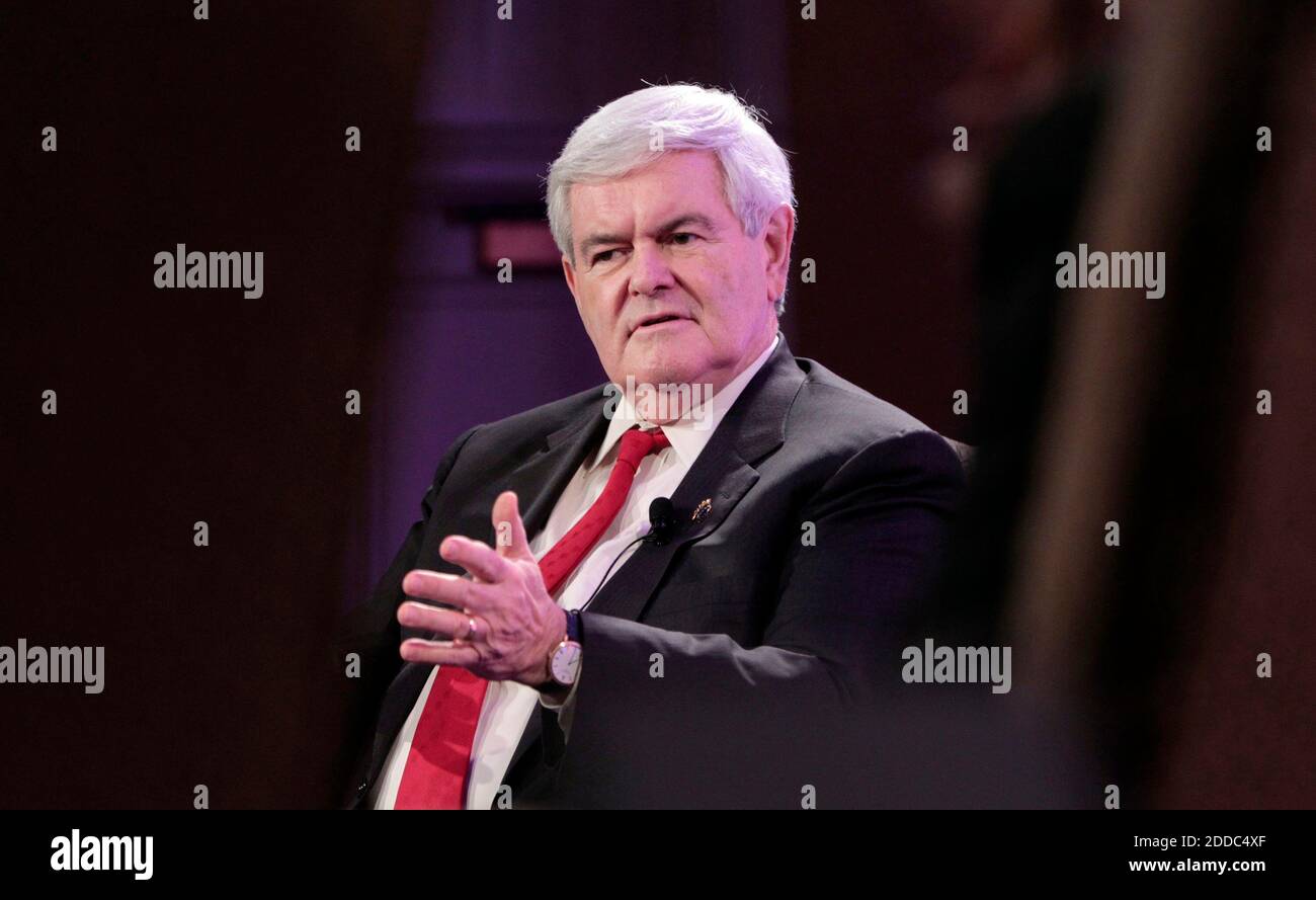 NO FILM, NO VIDEO, NO TV, NO DOCUMENTARY - Republican presidential candidate Newt Gingrich answers questions during the Personhood USA's Live Presidential Prolife Forum at the Hilton Greenville in Greenville, South Carolina, USA, on Wednesday, January 18, 2012. Photo by C. Aluka Berry/The State/MCT/ABACAPRESS.COM Stock Photo