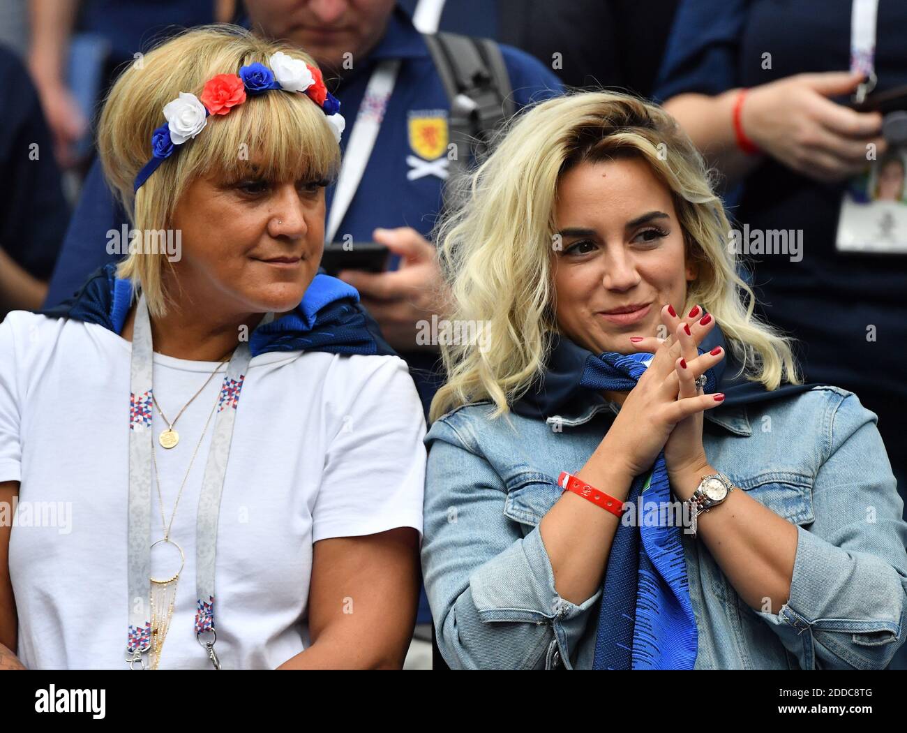 Antoine Griezmann S Wife Erika Choperena With Isabelle Mother Of Antoine Griezmann During The Fifa World Cup 2018 Round Of 8 Match At The Nizhny Novgorod Stadium Russia On July 6 2018