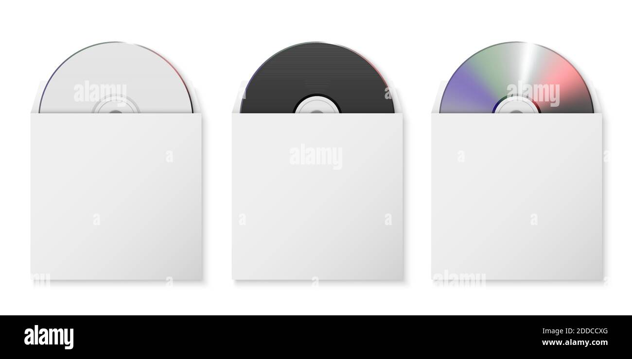 Vector 3d Realistic White, Black and Multicolor CD, DVD in Opened Paper ...