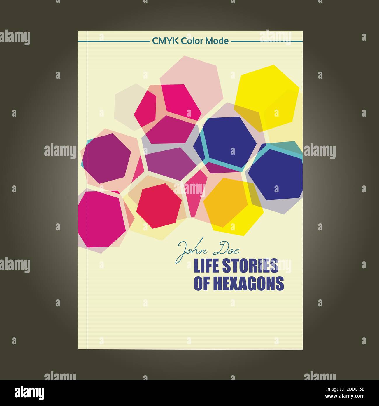 Abstract template brochure cover with color hexagons. Vector Stock Vector