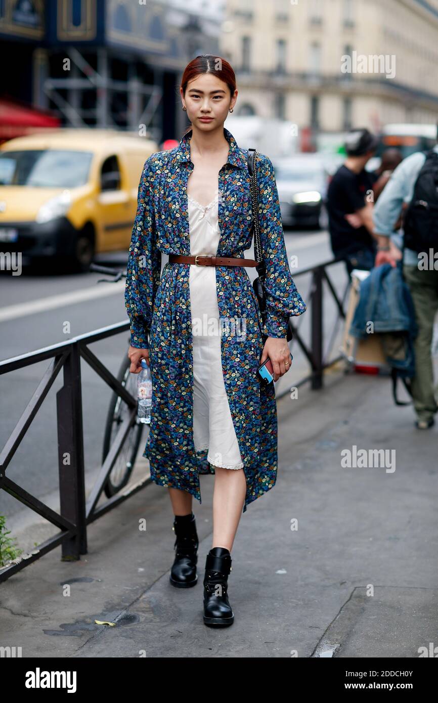 Street style, model Hoyeon Jung after Schiaparelli Fall-Winter