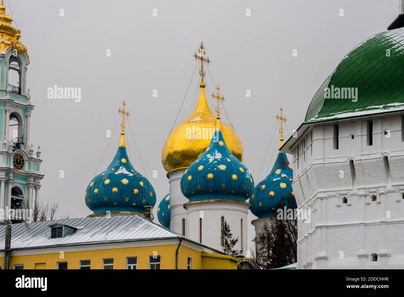The Trinity Lavra of St. Sergius is a unique monastery complex and the spiritual center of Russian Orthodox Christianity Stock Photo