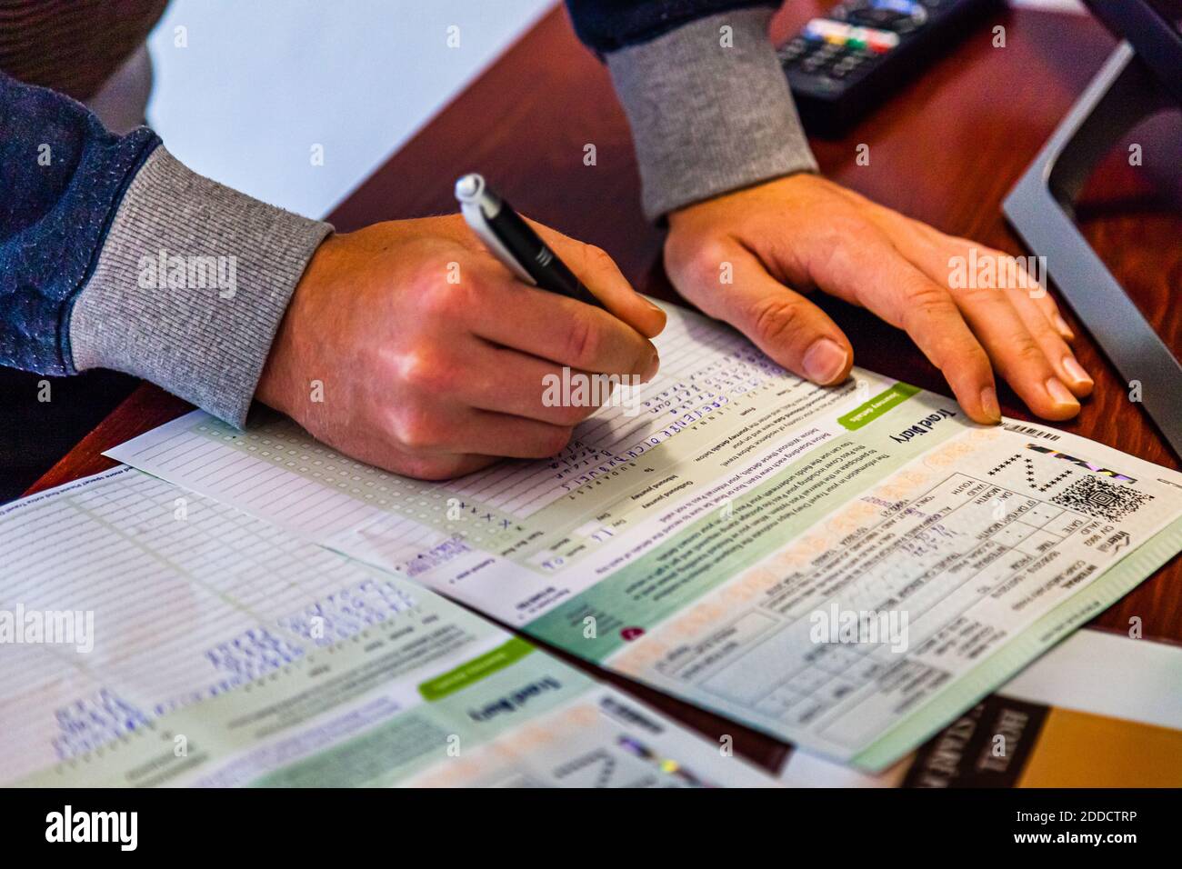 Before starting the Eurorail journey, all travel details must be entered in the travel diary, because this is the only way to validate the Interrail pass as a ticket Stock Photo
