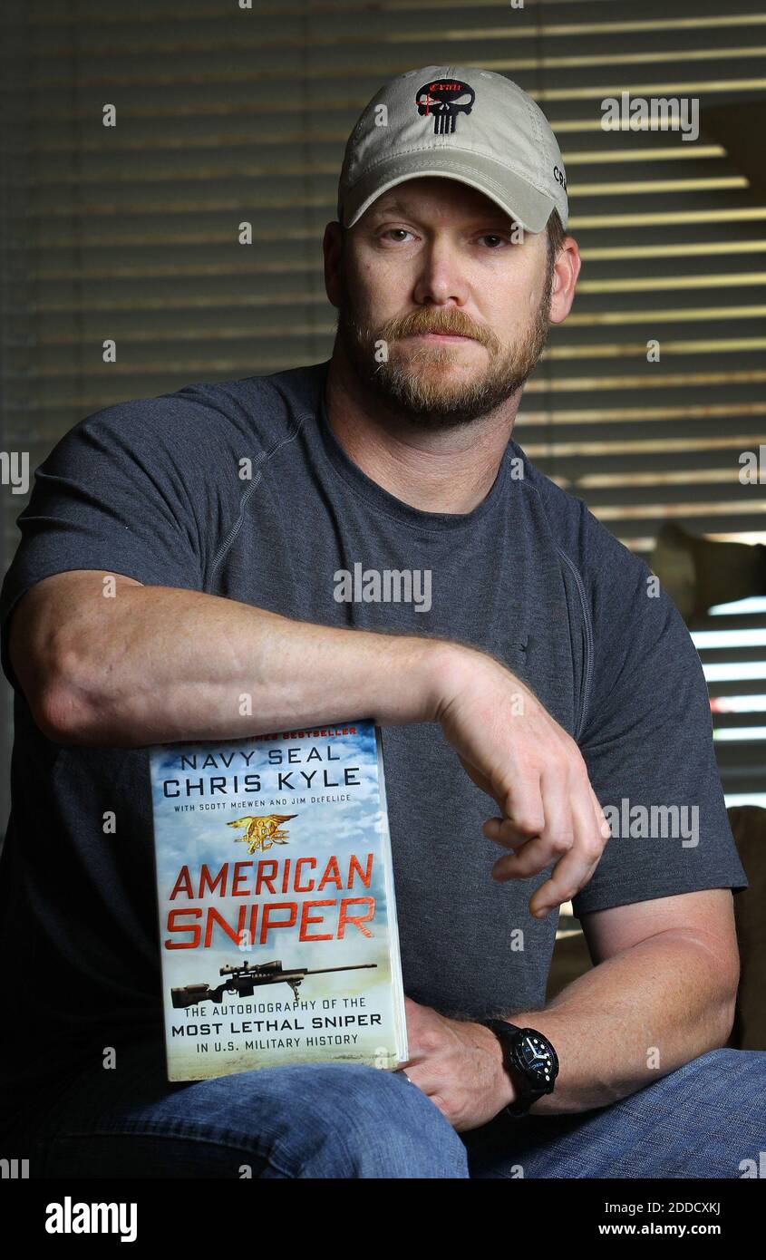 NO FILM, NO VIDEO, NO TV, NO DOCUMENTARY - Chris Kyle, a retired Navy SEAL and bestselling author of the book 'American Sniper: The Autobiography of the Most Lethal Sniper in U.S. Military History', poses for a photo in this April 6, 2012, file photo. Kyle was one of two people reported killed on the gun range at Rough Creek Lodge near Glen Rose, Texas, Saturday, February 2 2013. Photo by Paul Moseley/Fort Worth Star-Telegram/MCT/ABACAPRESS.COM Stock Photo