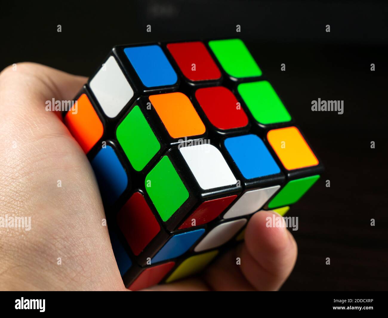 Rubik S Cube In Hand On A Dark Background Stock Photo Alamy Rubik S Cube In Hand On A Dark Background Stock Photo Alamy