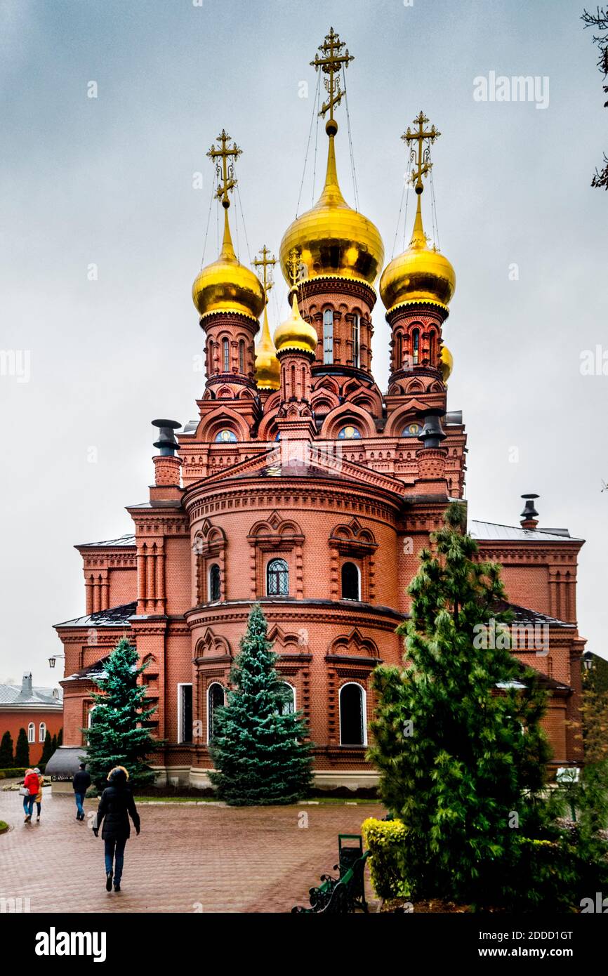 Golden domes of the Gethsemane Chernigovsky skete, Sergiev Posad, Moskovskaya oblast, Russia Stock Photo