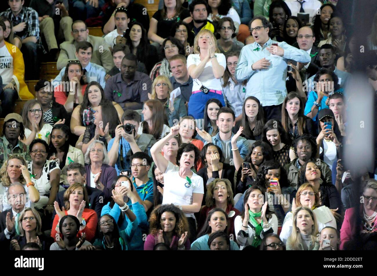 NO FILM, NO VIDEO, NO TV, NO DOCUMENTARY - President Barack Obama spoke at University of Hartford on Monday, April 8, 2013, in West Hartford, Connecticut. On the eve of the gun control debate in Washington, Obama pledged that the country would not forget the shooting in Newtown. Photo by Richard Messina/Hartford Courant/MCT/ABACAPRESS.COM Stock Photo