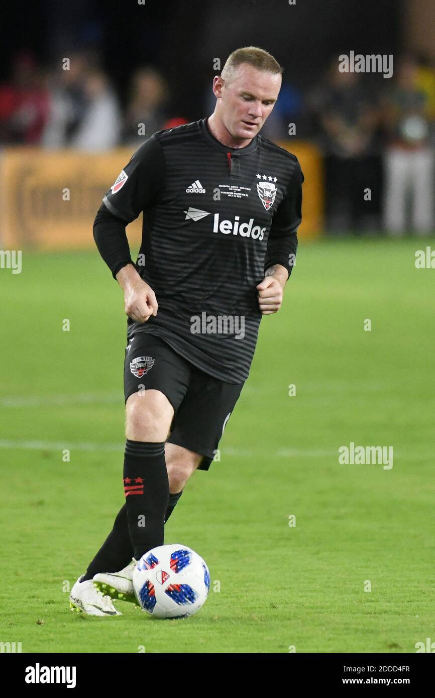 DC United player Wayne Rooney in action during the Major League Soccer match between D.C. United and Vancouver Whitecaps FC at the Audi Field Stadium on July 14, 2018 in Washington D.C. Photo by Olivier Douliery/ Abaca Press Stock Photo