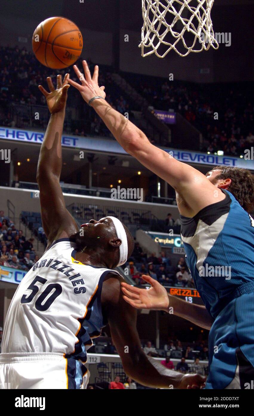 NO FILM, NO VIDEO, NO TV, NO DOCUMENTARY - Memphis Grizzlies forward Zach Randolph (50) battles for a rebound with Minnesota Timberwolves forward Kevin Love (42) at the FedExForum in Memphis, TN, USA on December 15, 2013. Photo by Nikki Boertman/The Commercial Appeal/MCT/ABACAPRESS.COM Stock Photo