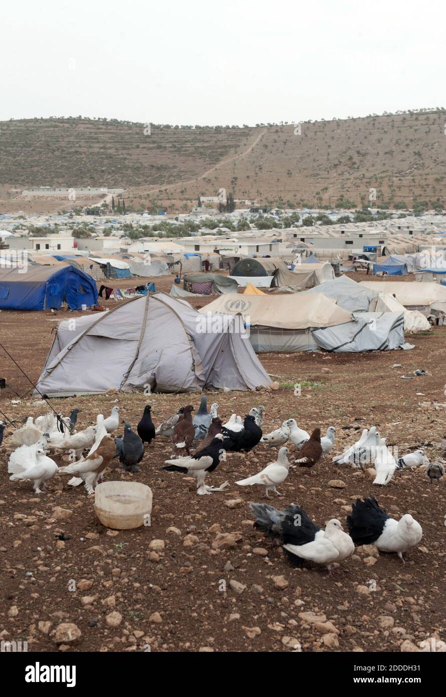 NO FILM, NO VIDEO, NO TV, NO DOCUMENTARY - At the 'Hands of Cooperation' camp, or Alta'awan, for Syrians fleeing the barrel-bombing and artillery attacks on their towns and villages, some 4,000 people live in squalid conditions. It is the world's biggest humanitarian crisis, but no one in the international community has oversight or responsibility. By some counts, half the population of Syria has fled its homes to escape violence. But thereês little attention to the tragedy. Bab Al Awa, Syria-Turkey border, May 2014. Photo by Andree Kaiser/MCT/ABACAPRESS.COM Stock Photo