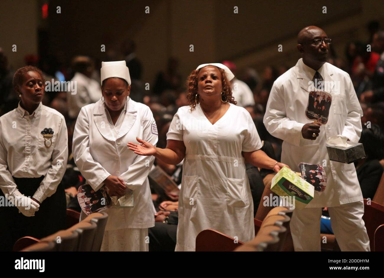NO FILM, NO VIDEO, NO TV, NO DOCUMENTARY - People gather inside Friendly Temple Missionary Baptist Church for the funeral for Michael Brown on Monday, Aug. 25, 2014, in St. Louis, MO, USA. Photo by Robert Cohen/St. Louis Post-Dispatch/MCT/ABACAPRESS.COM Stock Photo