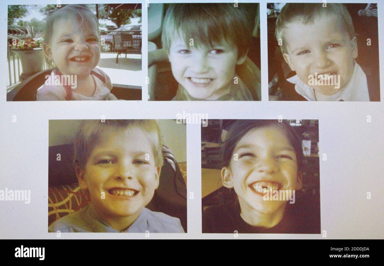 NO FILM, NO VIDEO, NO TV, NO DOCUMENTARY - Pictured on a projection during a press conference are the five children of Timothy Ray Jones, ages 1-8, whose bodies were found outside the town of Camden, AL, USA. Jones is being held for charges in the childrens' disappearance and murder. The press conference took place in the Lexington County Sheriff's Department Training Center, Wednesday, September 10, 2014. Photo by Gerry Melendez/The State/MCT/ABACAPRESS.COM Stock Photo
