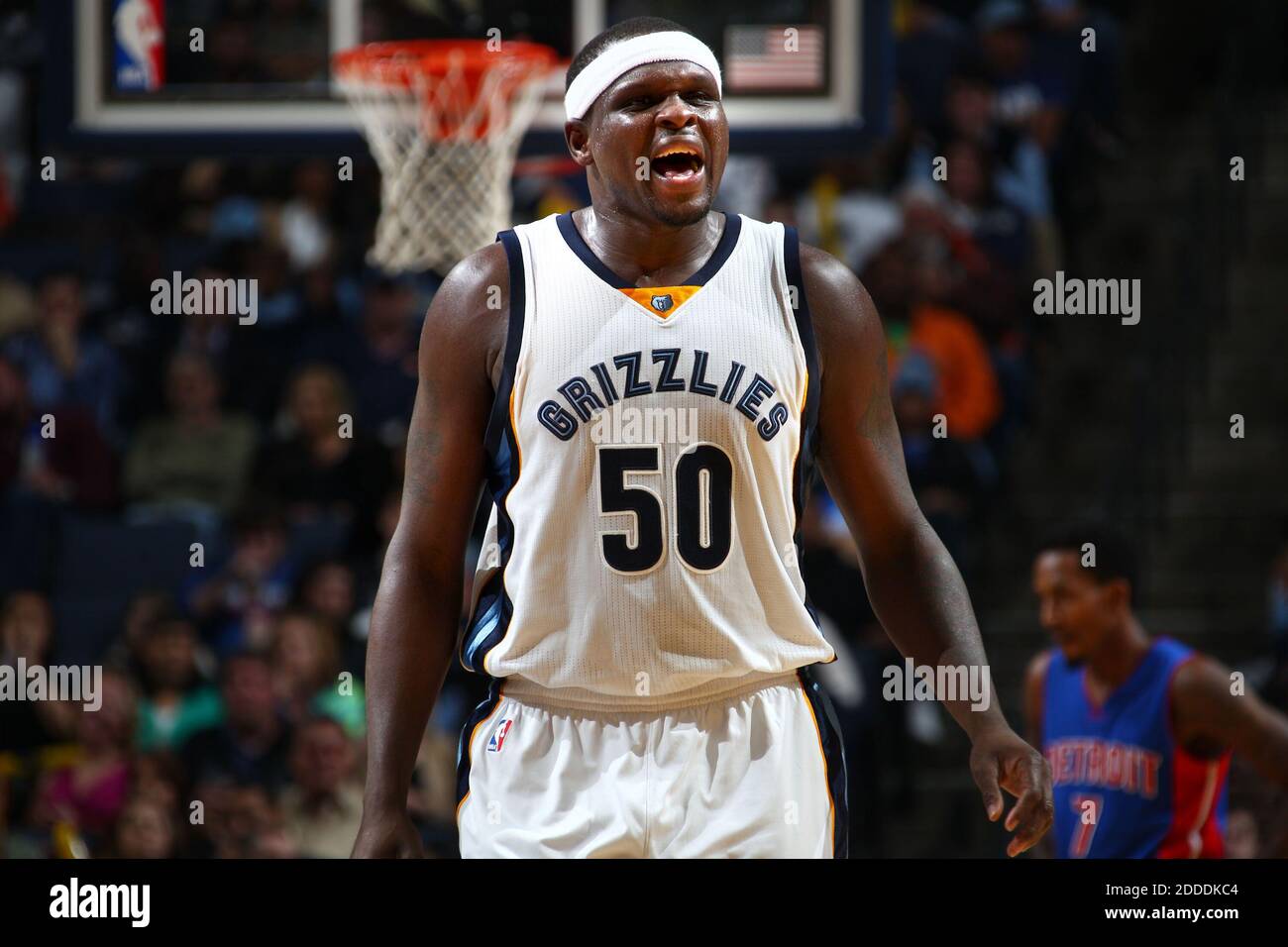 NO FILM, NO VIDEO, NO TV, NO DOCUMENTARY - The Memphis Grizzlies' Zach Randolph during action against the Detroit Pistons at the FedExForum in Memphis, TN, USA on November 15, 2014. Photo by Nikki Boertman/The Commercial Appeal/MCT/ABACAPRESS.COM Stock Photo