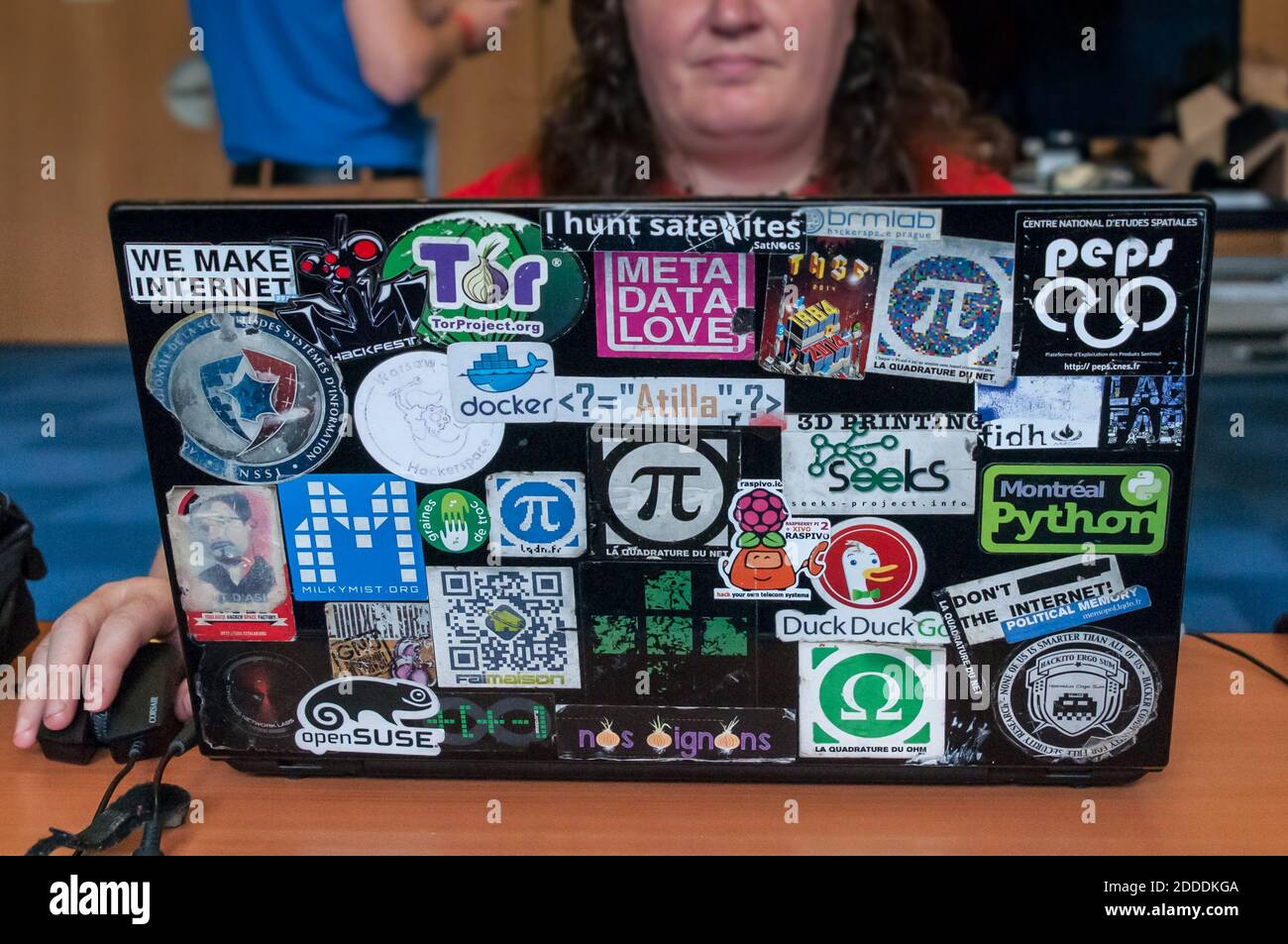 Stickers on geek laptop. Fab Labs global community meets July 16-22 in  Toulouse (France) around the FAB14 rendez-vous. Each year, members of the  more than 1,200 worldwide Fab Labs gather to share,