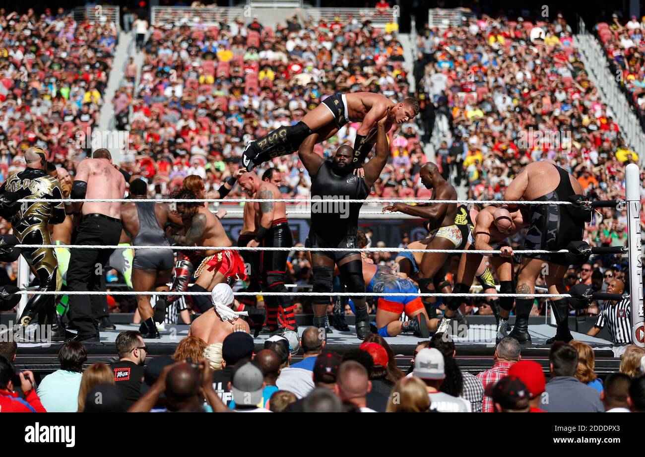 NO FILM, NO VIDEO, NO TV, NO DOCUMENTARY - WWE wresters participate in the Andre the Giant Memorial Battle Royal during WrestleMania at Levi's Stadium in Santa Clara, CA, USA on Sunday, March 29, 2015. Photo by Nhat V. Meyer/Bay Area News Group/TNS/ABACAPRESS.COM Stock Photo