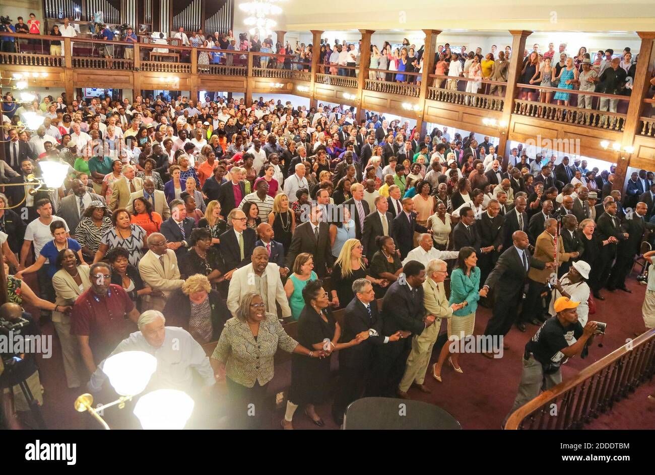 NO FILM, NO VIDEO, NO TV, NO DOCUMENTARY - A prayer vigil is held at Morris Brown AME Church on June 18, 2015 for the nine people who were killed by a gunman in Emanuel AME Church in Charleston, SC, USA. Photo by Tim Dominick/The State/TNS/ABACAPRESS.COM Stock Photo