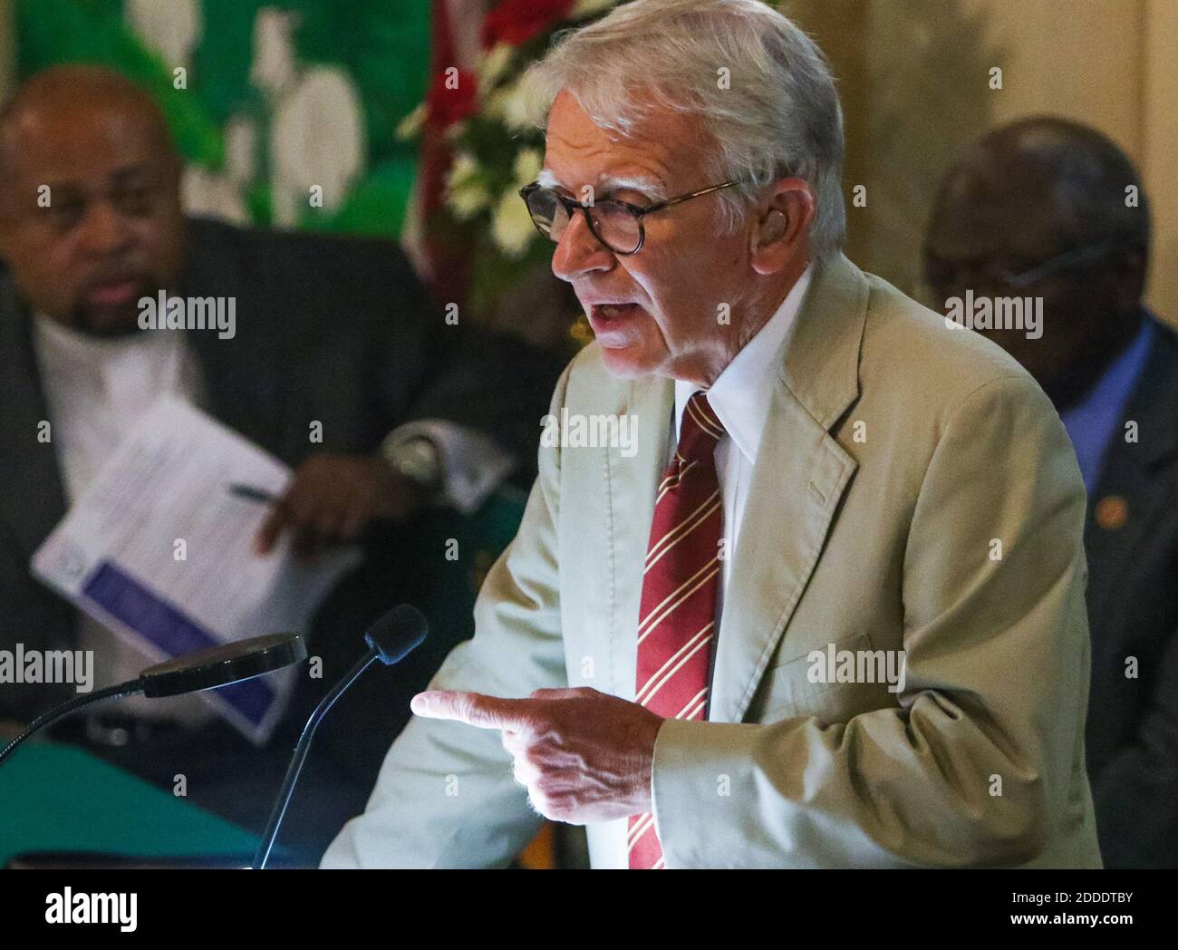 NO FILM, NO VIDEO, NO TV, NO DOCUMENTARY - Charleston mayor Joe Riley speaks during a vigil at Morris Brown AME Church on June 18, 2015 for the nine people who were killed by a gunman in Emanuel AME Church in Charleston, SC, USA. Photo by Tim Dominick/The State/TNS/ABACAPRESS.COM Stock Photo