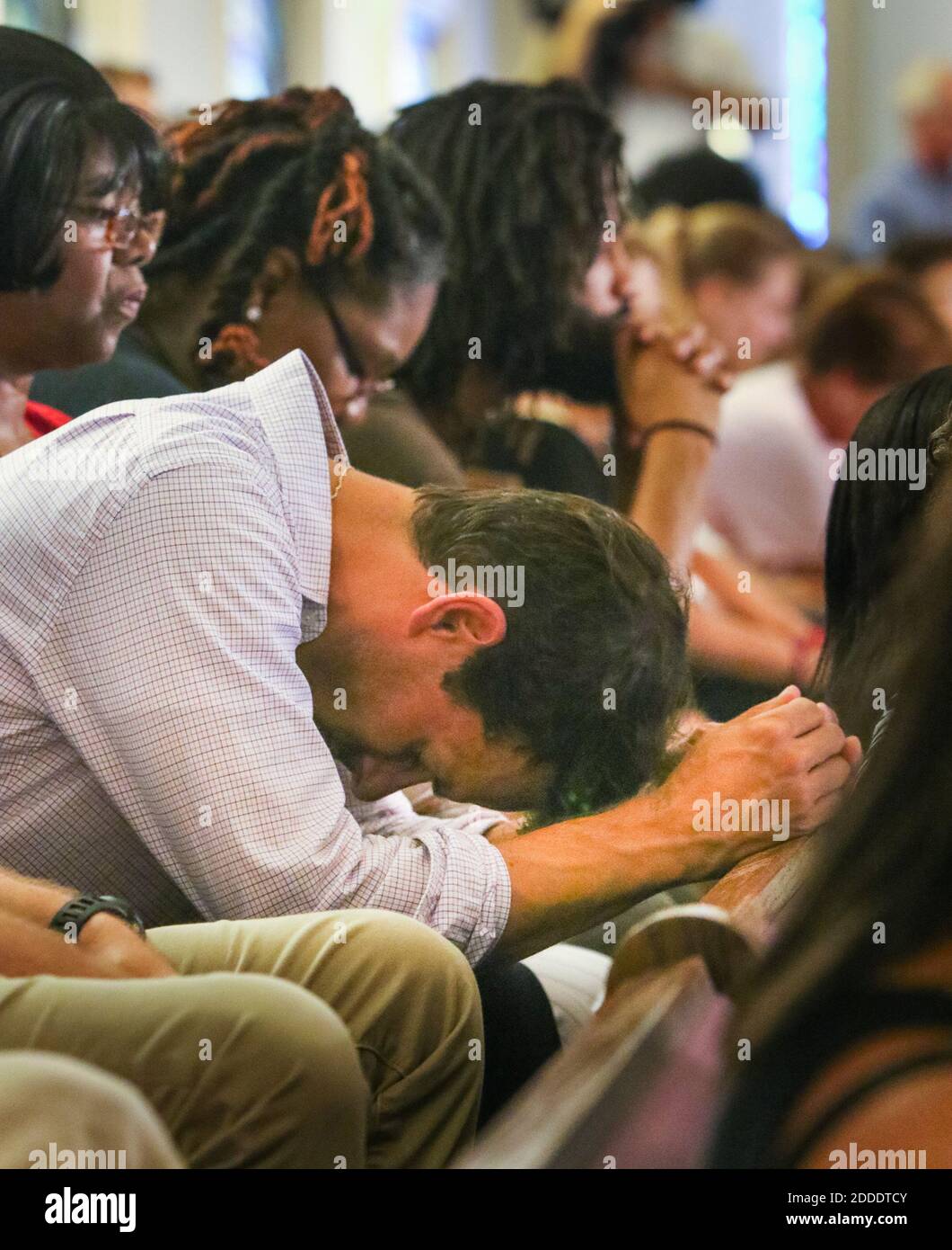 NO FILM, NO VIDEO, NO TV, NO DOCUMENTARY - A vigil is held at Morris Brown AME Church on June 18, 2015 for the nine people who were killed by a gunman in Emanuel AME Church in Charleston, SC, USA. Photo by Tim Dominick/The State/TNS/ABACAPRESS.COM Stock Photo