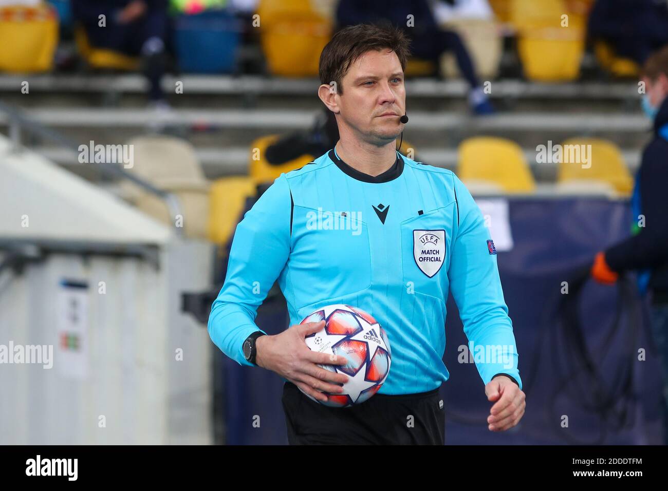 Kyiv Ukraine November 24 Referee Mircea Lucescu During The Uefa Champions League Match Between Dinamo Kyiv And Barcelona At Nsk Olimpiyskiy Stadium On November 24 2020 In Kyiv Ukraine Photo By
