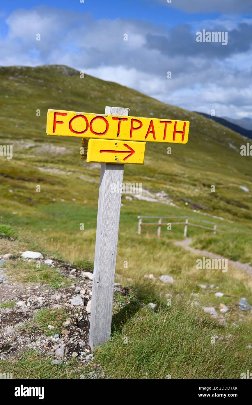 Directional sign in Scottish Highlands Stock Photo