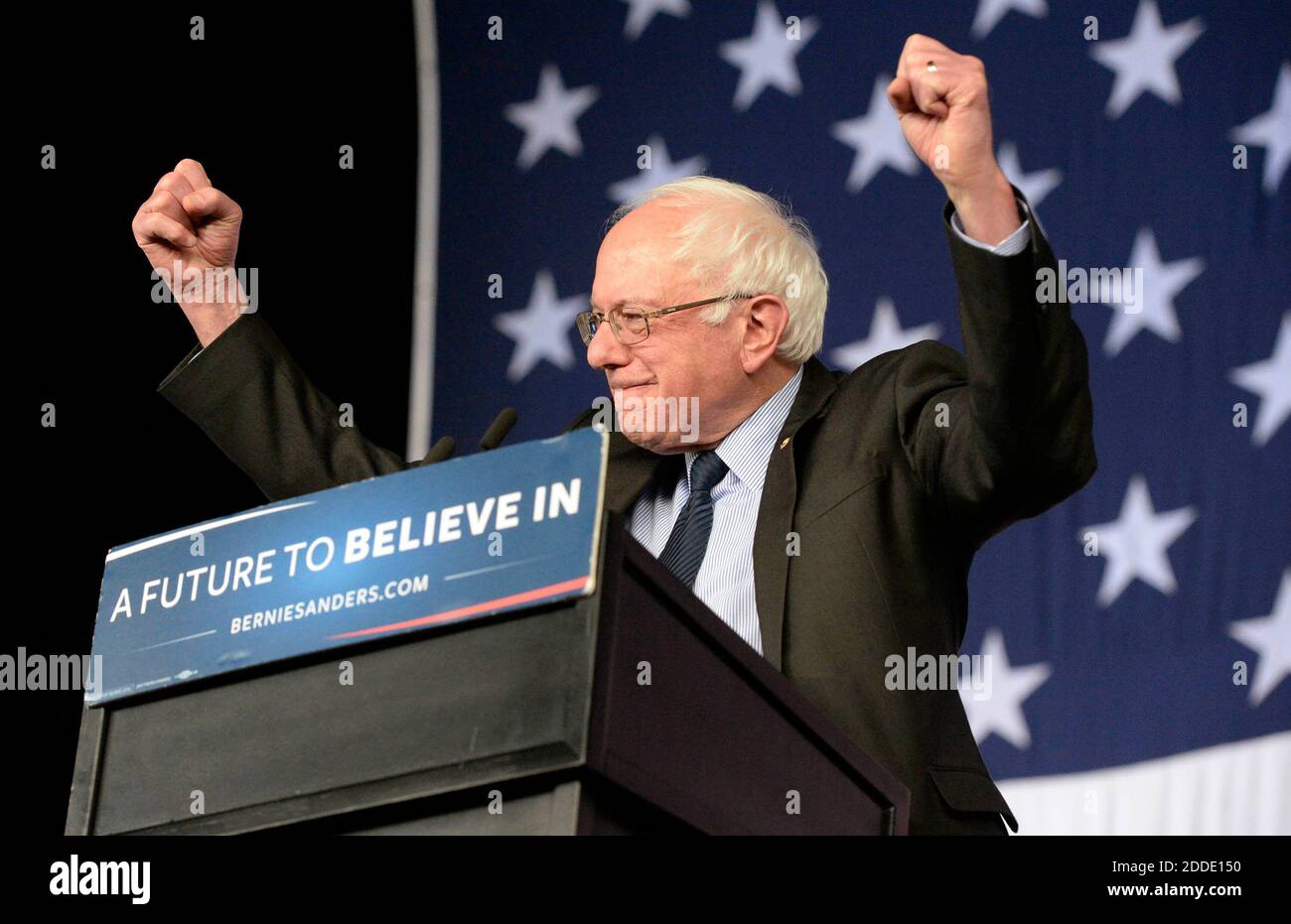 NO FILM, NO VIDEO, NO TV, NO DOCUMENTARY - Democratic presidential candidate Sen. Bernie Sanders speaks to supporters at PNC Music Pavilion in Charlotte, NC, USA, on Monday, March 14, 2016. Photo by David T. Foster III/Charlotte Observer/TNS/ABACAPRESS.COM Stock Photo