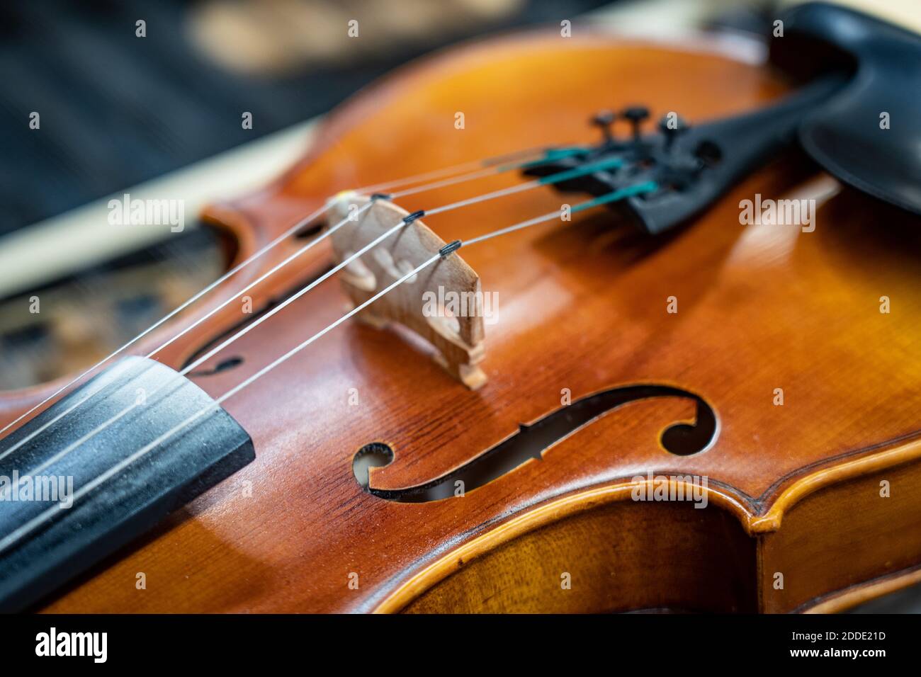 Close up of violin strings shallow depth of field. Antique music instrument. Music concept background Stock Photo - Alamy