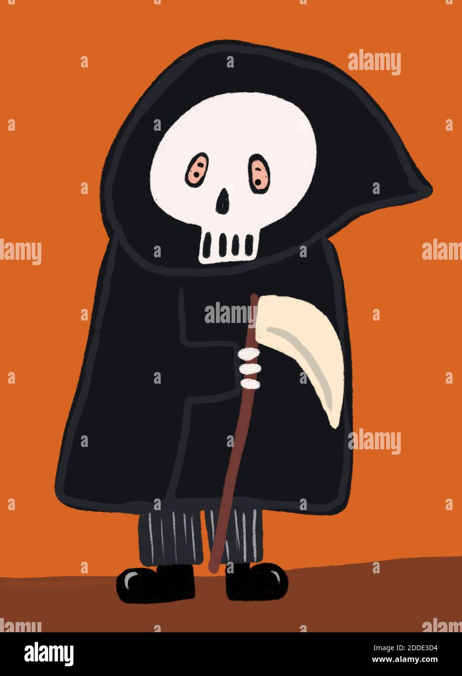 Clip art of person wearing Grim Reaper costume Stock Photo