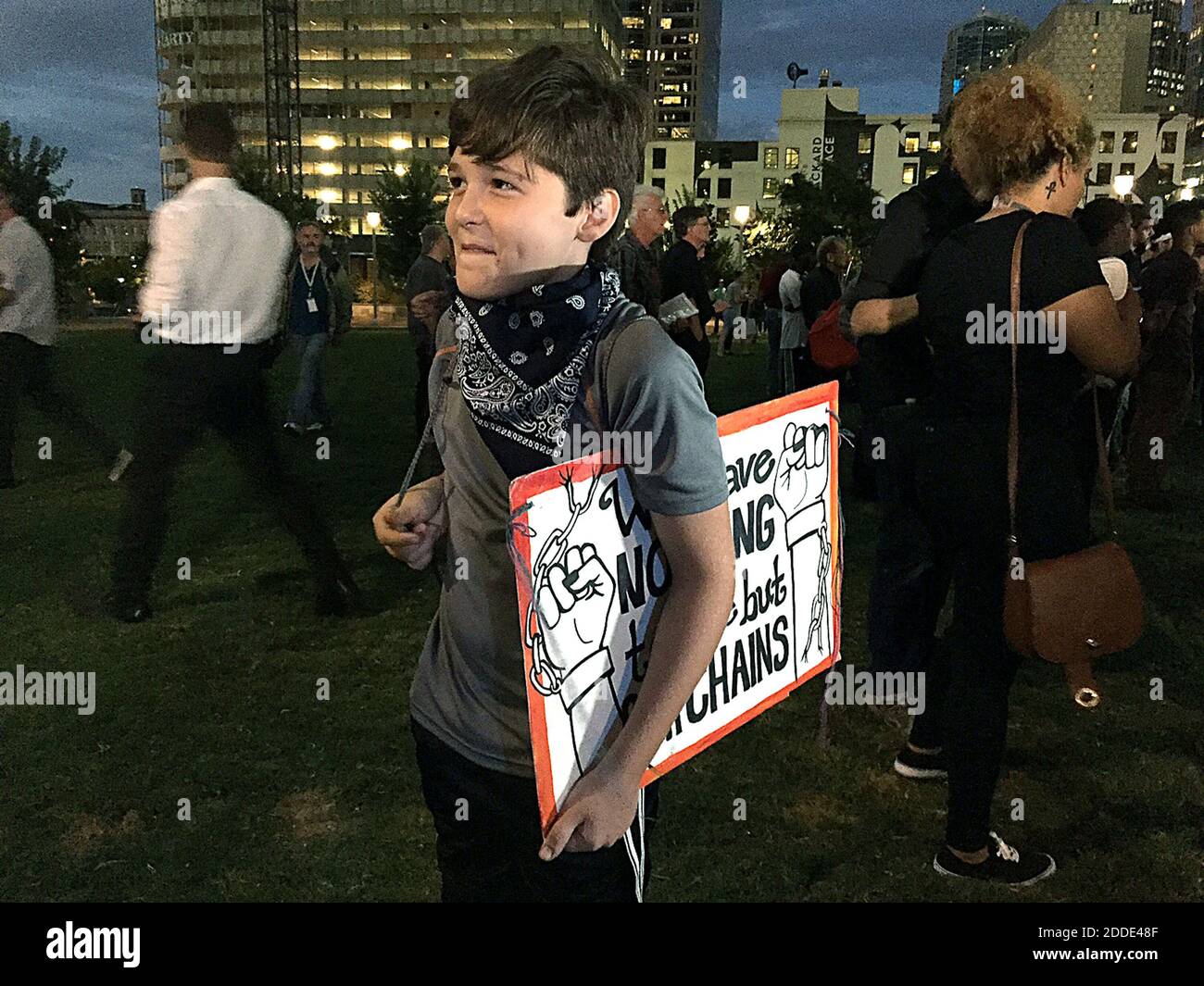 NO FILM, NO VIDEO, NO TV, NO DOCUMENTARY - Eleven-year-old Ethan Julian of Greensboro, N.C., at Romare Bearden Park in Charlotte, NC, USA, on Thursday, September 22, 2016. Photo by Jeff Siner/Charlotte Observer/TNS/ABACAPRESS.COM Stock Photo