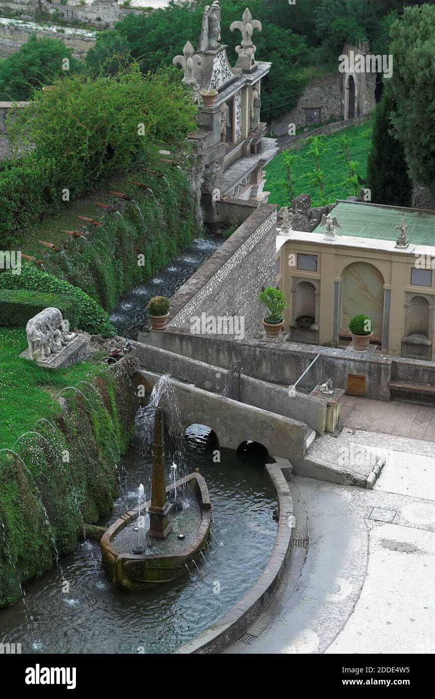 Tivoli, Italy, Italien; Villa d’Este; The Fountain of Rometta (Fontana di Rometta); Stock Photo
