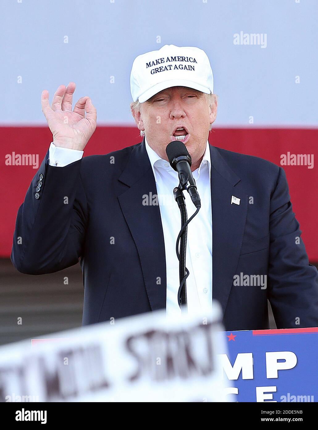 NO FILM, NO VIDEO, NO TV, NO DOCUMENTARY - Republican presidential candidate Donald J. Trump speaks during a campaign rally at Bayfront Park Amphitheater Wednesday November 02, 2016 in Miami, FL, USA. Photo by Pedro Portal/Miami Herald/TNS/ABACAPRESS.COM Stock Photo