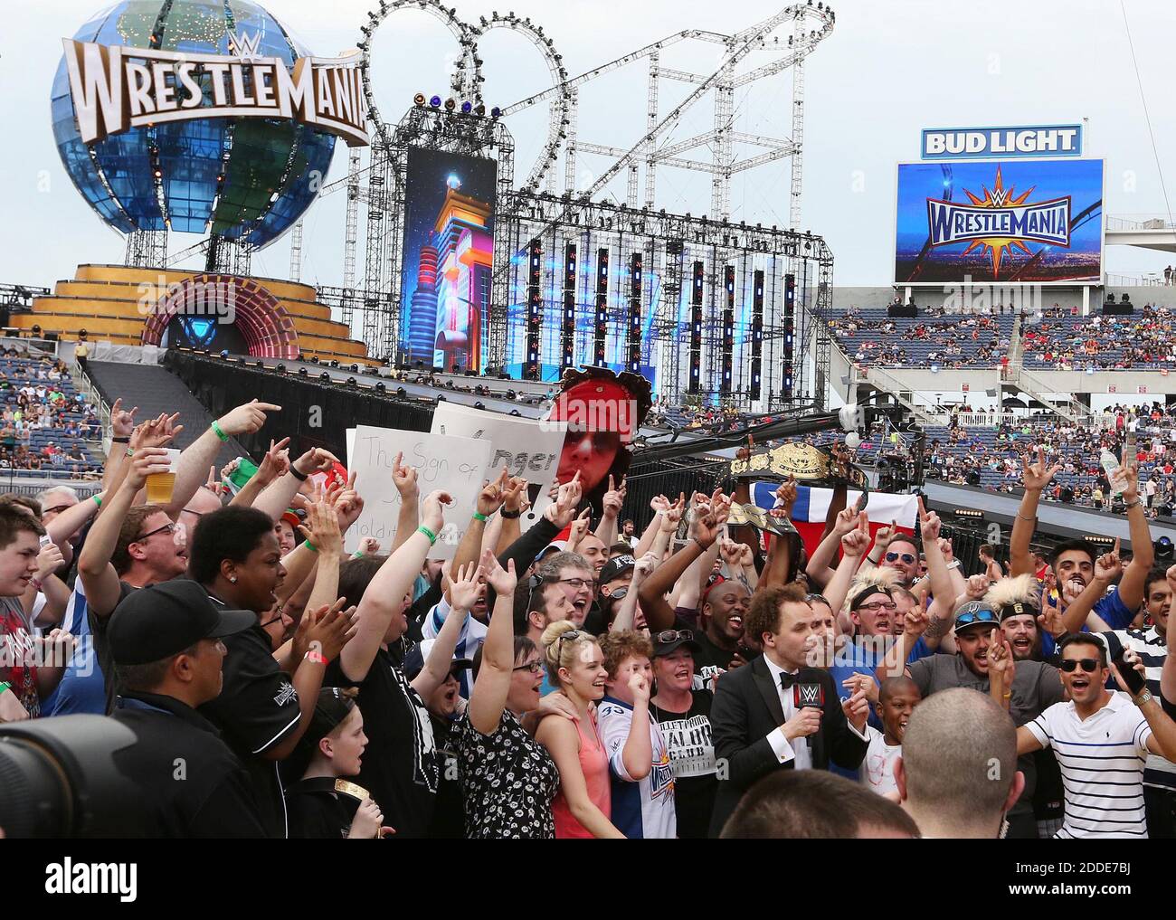 NO FILM, NO VIDEO, NO TV, NO DOCUMENTARY - Fans cheer during WrestleMania 33 on Sunday, April 2, 2017 at Camping World Stadium in Orlando, FL, USA. Photo by Stephen M. Dowell/Orlando Sentinel/TNS/ABACAPRESS.COM Stock Photo