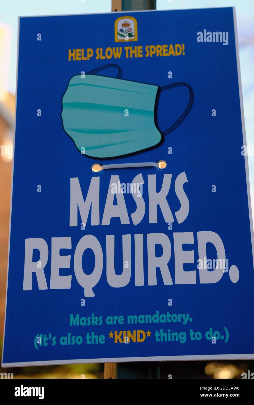 Masks required sign. Stock Photo