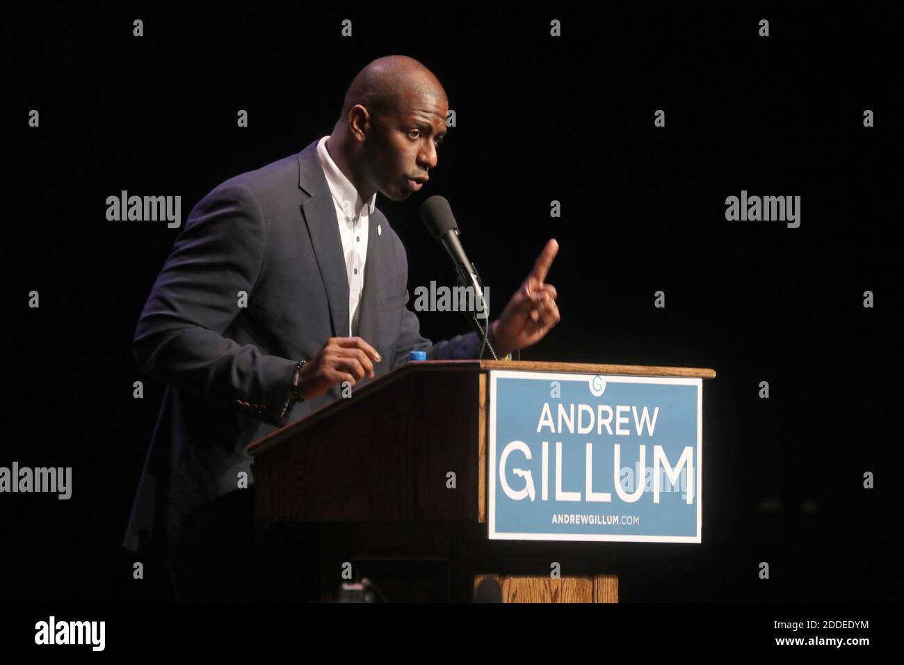 NO FILM, NO VIDEO, NO TV, NO DOCUMENTARY - Democratic candidate for governor Andrew Gillum appears at Florida Atlantic University - so far Palm Beach County's poorest performing early voting site - to encourage early voting Thursday Oct. 25, 2018 in Boca Raton, FL, USA. Photo by Mike Stocker/South Florida Sun-Sentinel/TNS/ABACAPRESS.COM Stock Photo