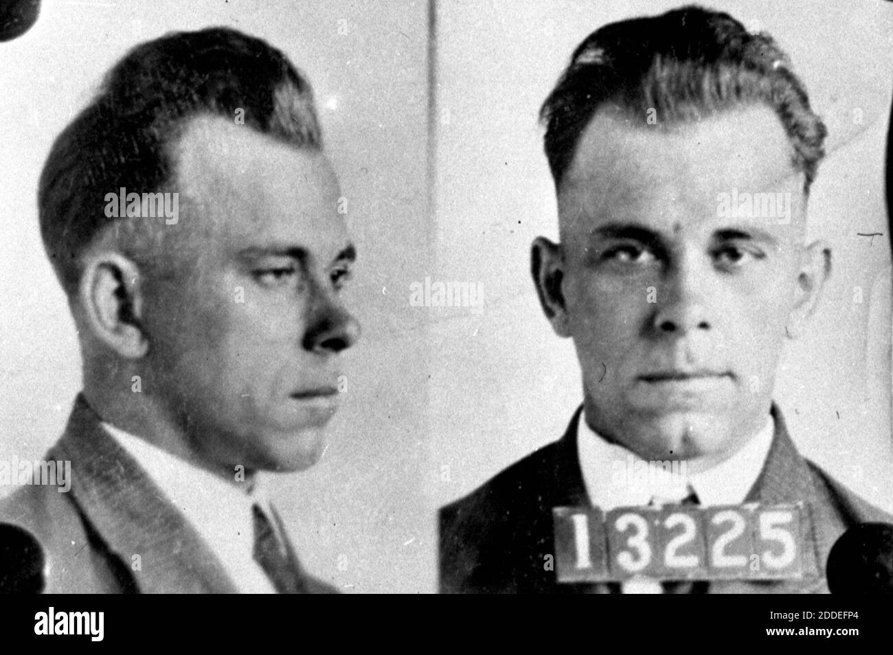 NO FILM, NO VIDEO, NO TV, NO DOCUMENTARY - Copy photo of John Dillinger, circa December 1933. The body of John Dillinger, a notorious American gangster who operated during the Great Depression, is set to be exhumed from its resting place in an Indiana cemetery. On July 3, the Indiana State Department of Health approved an application submitted by Dillinger's nephew, Michael Thompson. Dillinger's body will be exhumed and reinterred by September 16 at Crown Hill Cemetery in Indianapolis, according to the permit. Photo by Chicago Tribune historical photo/TNS/ABACAPRESS.COM Stock Photo