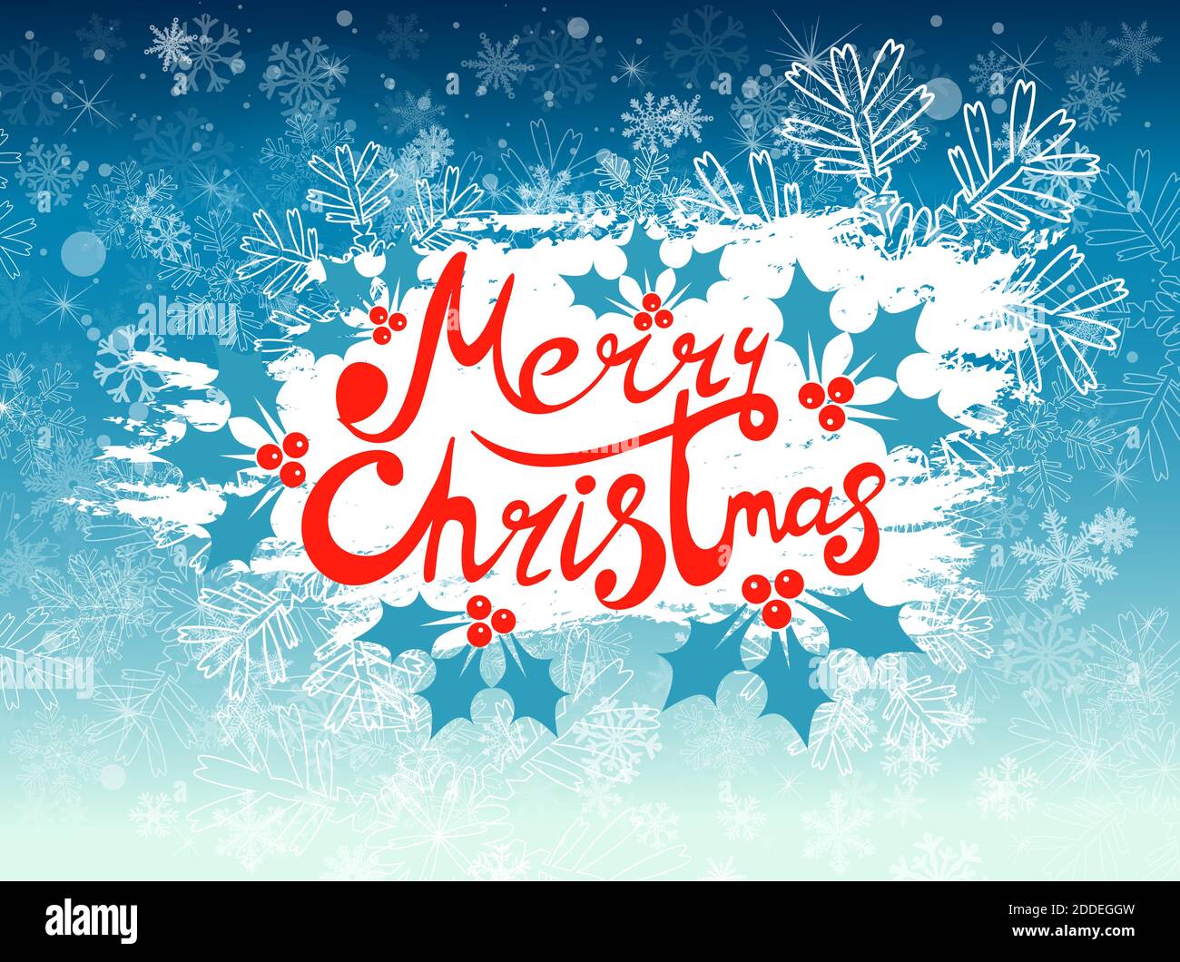 Blue background with snowflakes. Merry Christmas. Beautiful Christmas background. Happy New Year 2021. Vector illustration Stock Vector