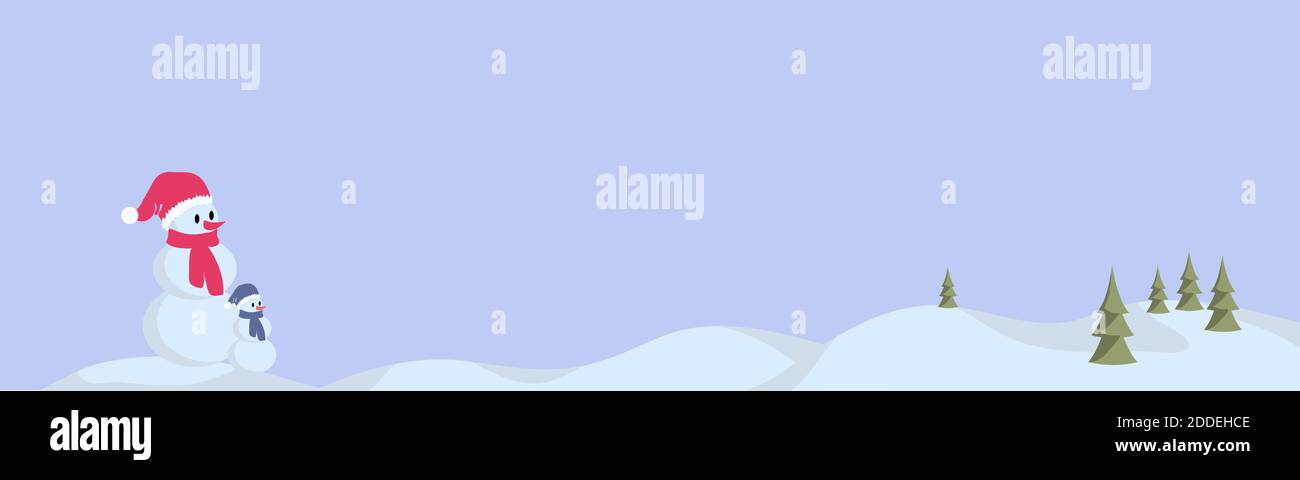 Cute snowman seamless vector border. Winter holidays border flat Scandinavian style. For kids decor, ribbons, banner, greeting card Stock Vector