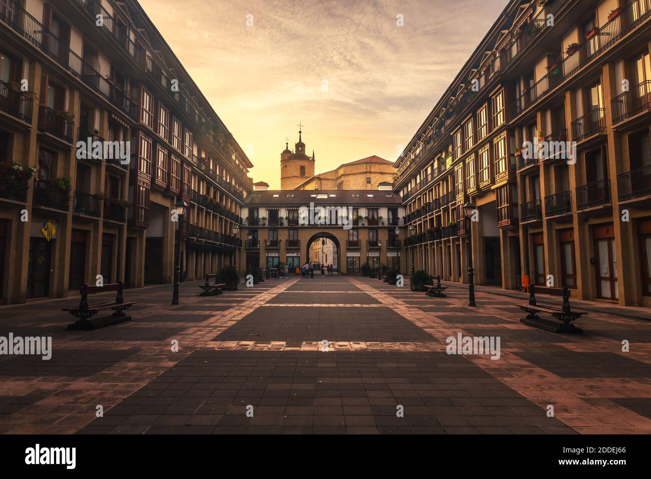 View of Irun with the Juncal church; at the Basque Country. Stock Photo