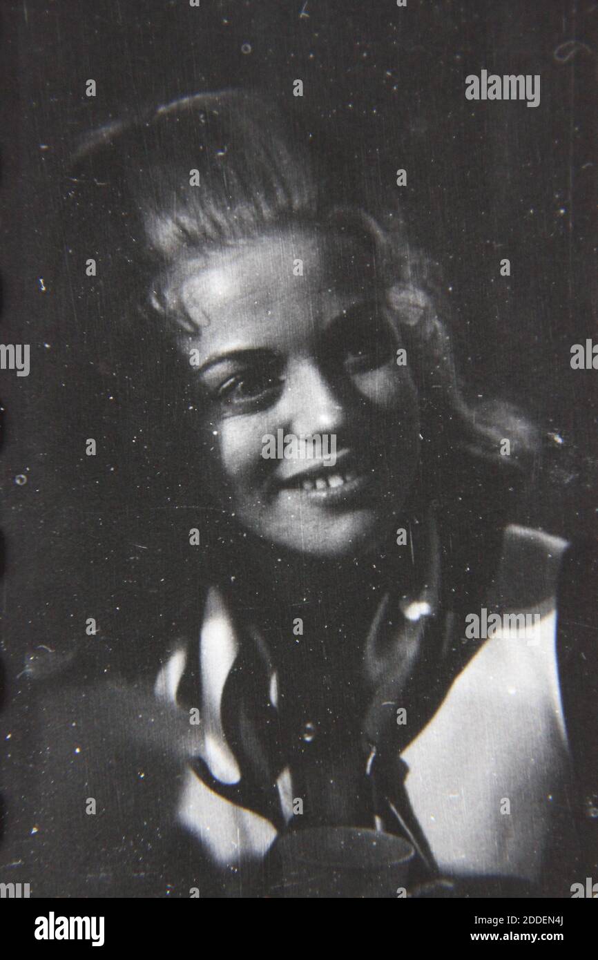 Fine 1970s vintage black and white photography of a head shot of a ...