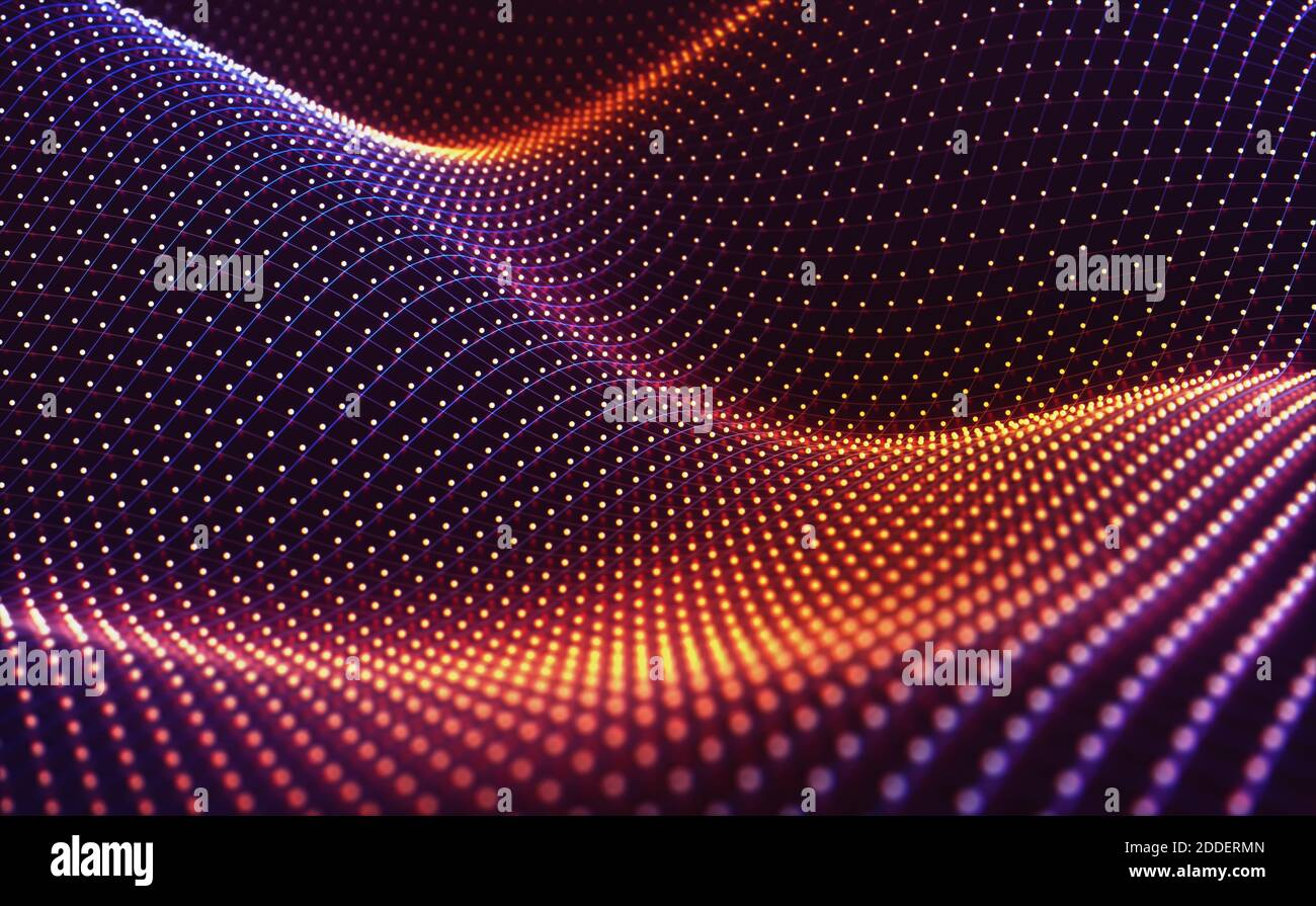 Abstract background image concept. Colorful mesh, interconnected lines. Cloud computing concept. 3D illustration. Stock Photo