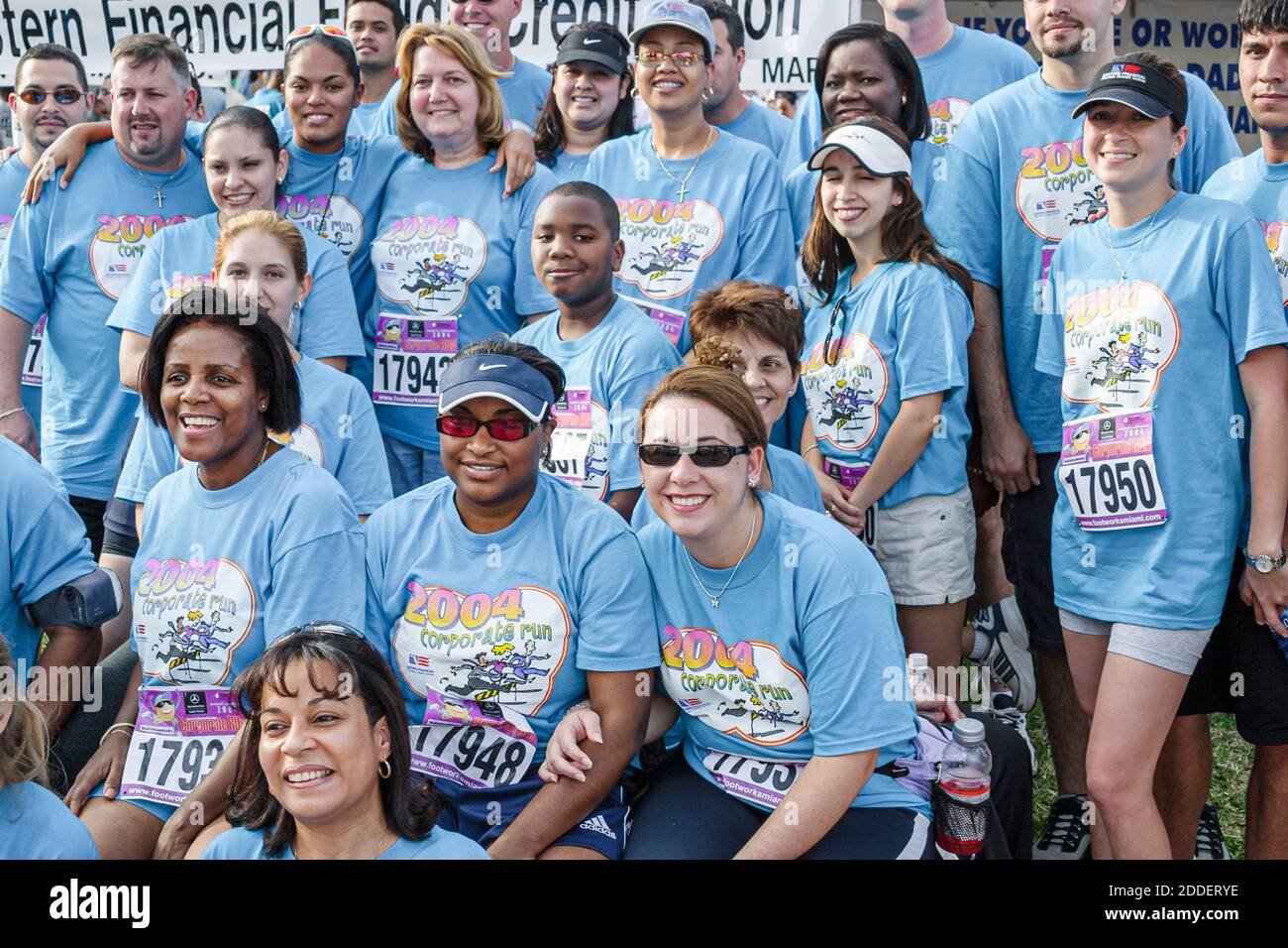 Miami Florida,Bayfront Park Biscayne Boulevard,South Florida Corporate Run charity Leukemia & Lymphoma Society,participants Hispanic Black woman femal Stock Photo
