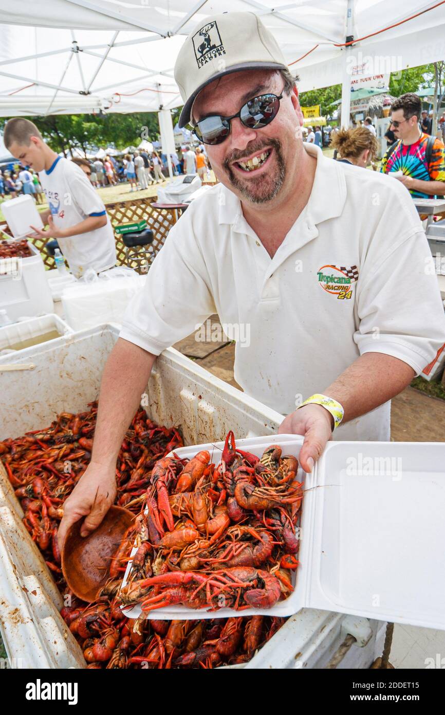 Florida Ft. Fort Lauderdale Cajun Zydeco Crawfish Festival,celebration fair event food man vendor Stock Photo