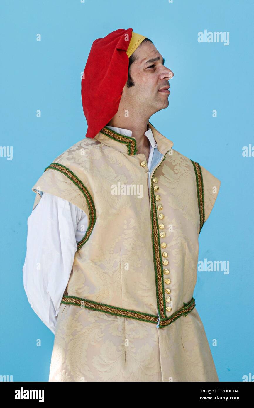 Miami Beach Florida,North Beach Bandshell,community Shakespeare theater theatre,performance man male actor acting character play drama costume, Stock Photo