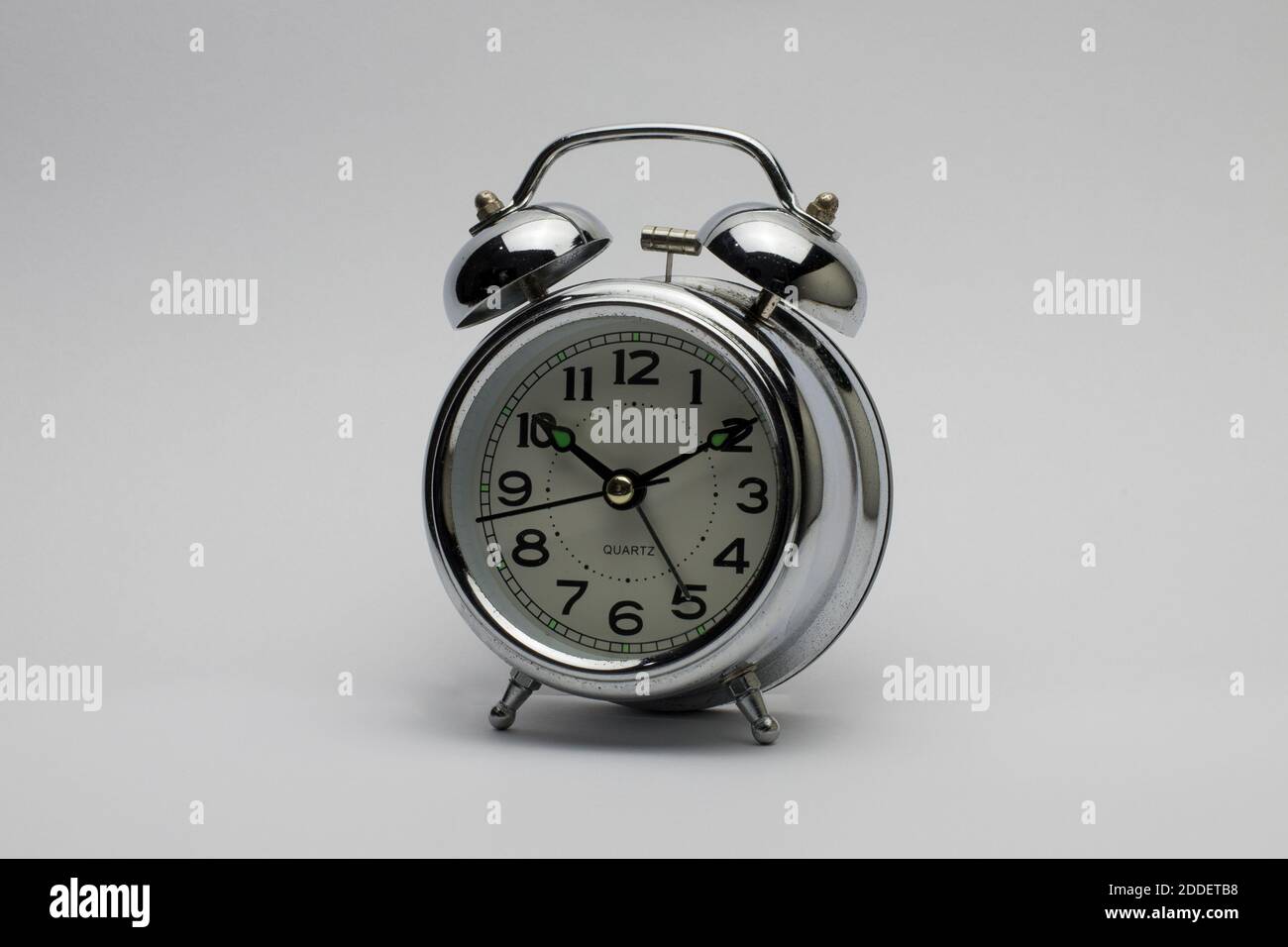 Vintage style metal alarm clock isolated on white background Stock ...