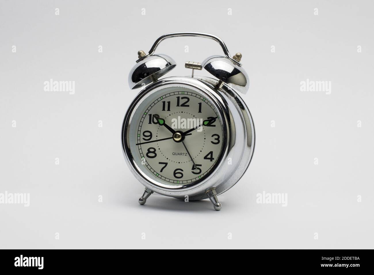 Vintage style metal alarm clock isolated on white background Stock ...